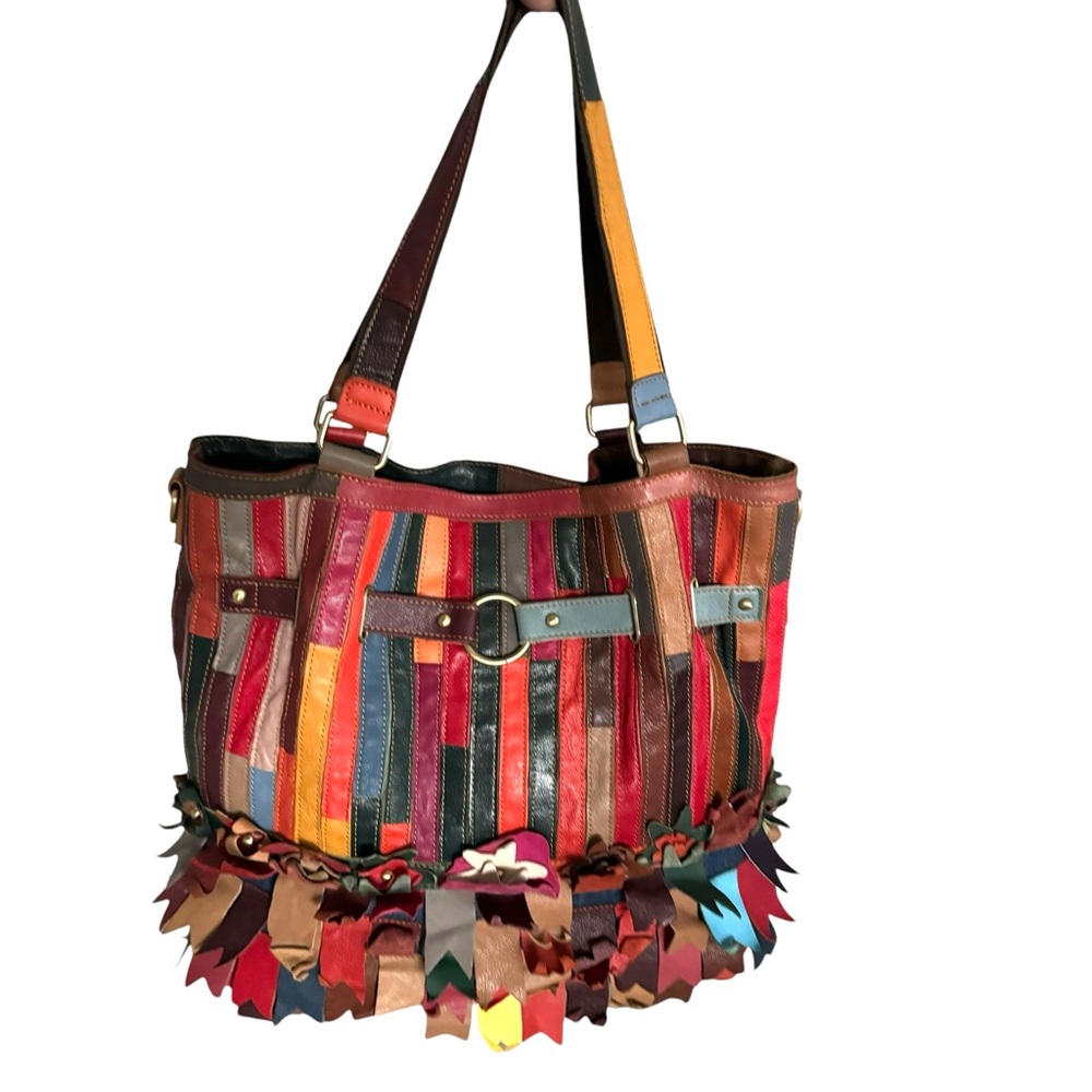 AmeriLeather Kylie Patchwork Tote Shoulder Bag Leather